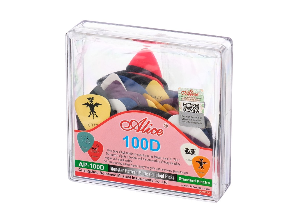 AP-100D Коробка медиаторов, целлулоид, 100шт Alice