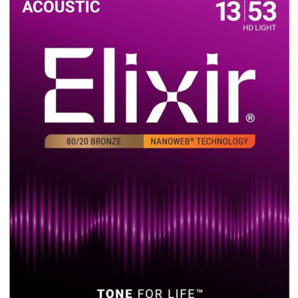 11182 NANOWEB Комплект струн для акустической гитары, HD Light, бронза 80/20, 13-53, Elixir
