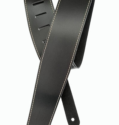 25LS00-DX Classic Leather Ремень для гитары, кожаный, черный, контрастная строчка, Planet Waves