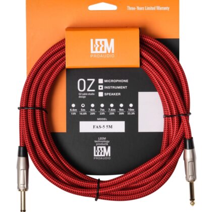 FAS-5(RD/BK) Кабель инструментальный, красный/черный, 5м, Leem