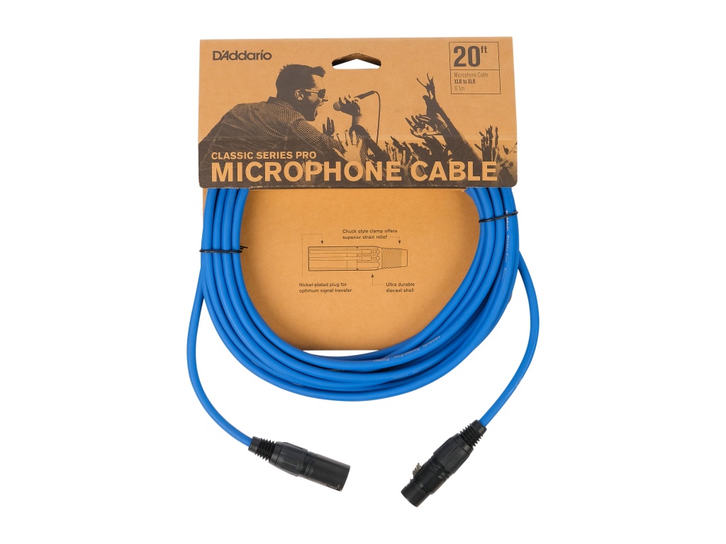 PW-CPMIC-20BU Classic Series Pro Микрофонный кабель, 6м, синий, D'Addario