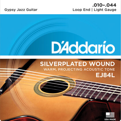 EJ84L Gypsy Jazz Комплект струн для акустической гитары, петли на концах, Light, 10-44, D'Addario