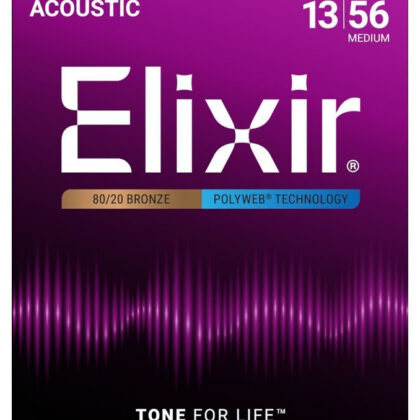 11100 POLYWEB Комплект струн для акустической гитары, Medium, бронза 80/20, 13-56, Elixir