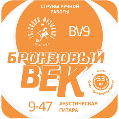 BV09 Бронзовый Век №09 Комплект струн для акустической гитары, 009-047, Господин Музыкант