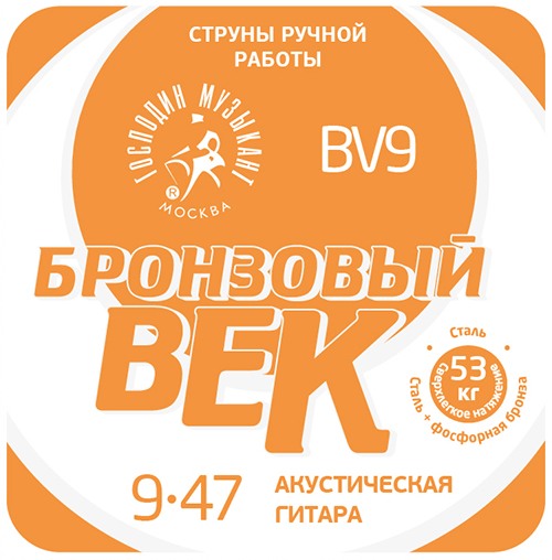 BV09 Бронзовый Век №09 Комплект струн для акустической гитары, 009-047, Господин Музыкант