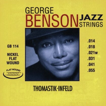 GB114 George Benson Jazz Комплект струн для акустической гитары, плоская оплетка, 14-55, Thomastik