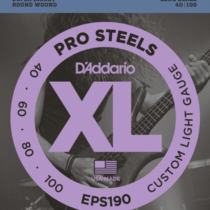 EPS190 ProSteels Комплект струн для бас-гитары, Custom Light, 40-100, D'Addario