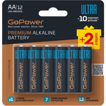 00-00035161 Ultra Элемент питания LR6 AA BL10+2 щелочной 1.5V, GoPower