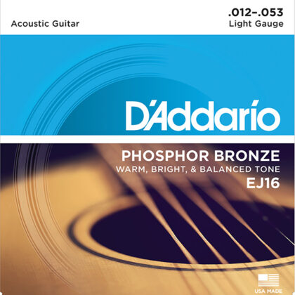 EJ16 PHOSPHOR BRONZE Струны для акустической гитары фосфорная бронза Light 12-53 D`Addario