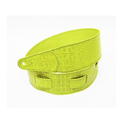 FL660317L11 Leather 11 Ремень для гитары, кожаный, лайм, тиснение рептилия, Fidel