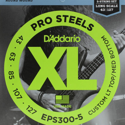 EPS300-5 ProSteels Комплект струн для 5-струнной бас-гитары, Lt top/Med bottom, 43-127, D'Addario