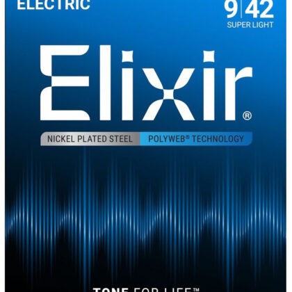 12000 POLYWEB Комплект струн для электрогитары, Super Light, никелированная сталь, 9-42, Elixir