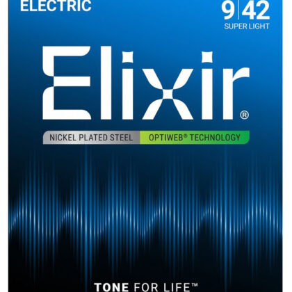 19002 Optiweb Комплект струн для электрогитары, никелированная сталь, Super light 9-42, Elixir