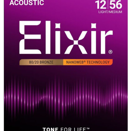 11077 NANOWEB Комплект струн для акустической гитары, Light-Medium, бронза 80/20, 12-56, Elixir