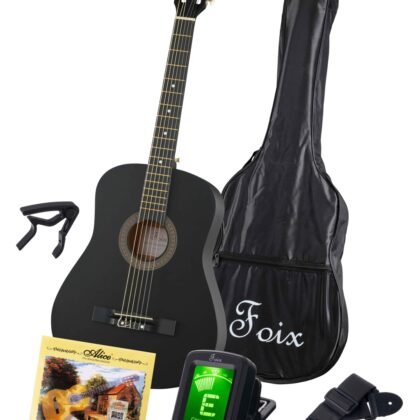 FCG-2038CAP-BK-MAT Классическая гитара с чехлом, ремнем, тюнером, черная матовая, Foix