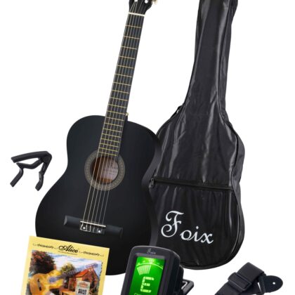 FCG-2039CAP-BK-MAT Классическая гитара с чехлом, ремнем, тюнером, черная матовая, Foix