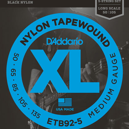 ETB92-5 Tapewound Комплект струн для 5-струнной бас-гитары, нейлон. опл, Medium, 50-135, D'Addario
